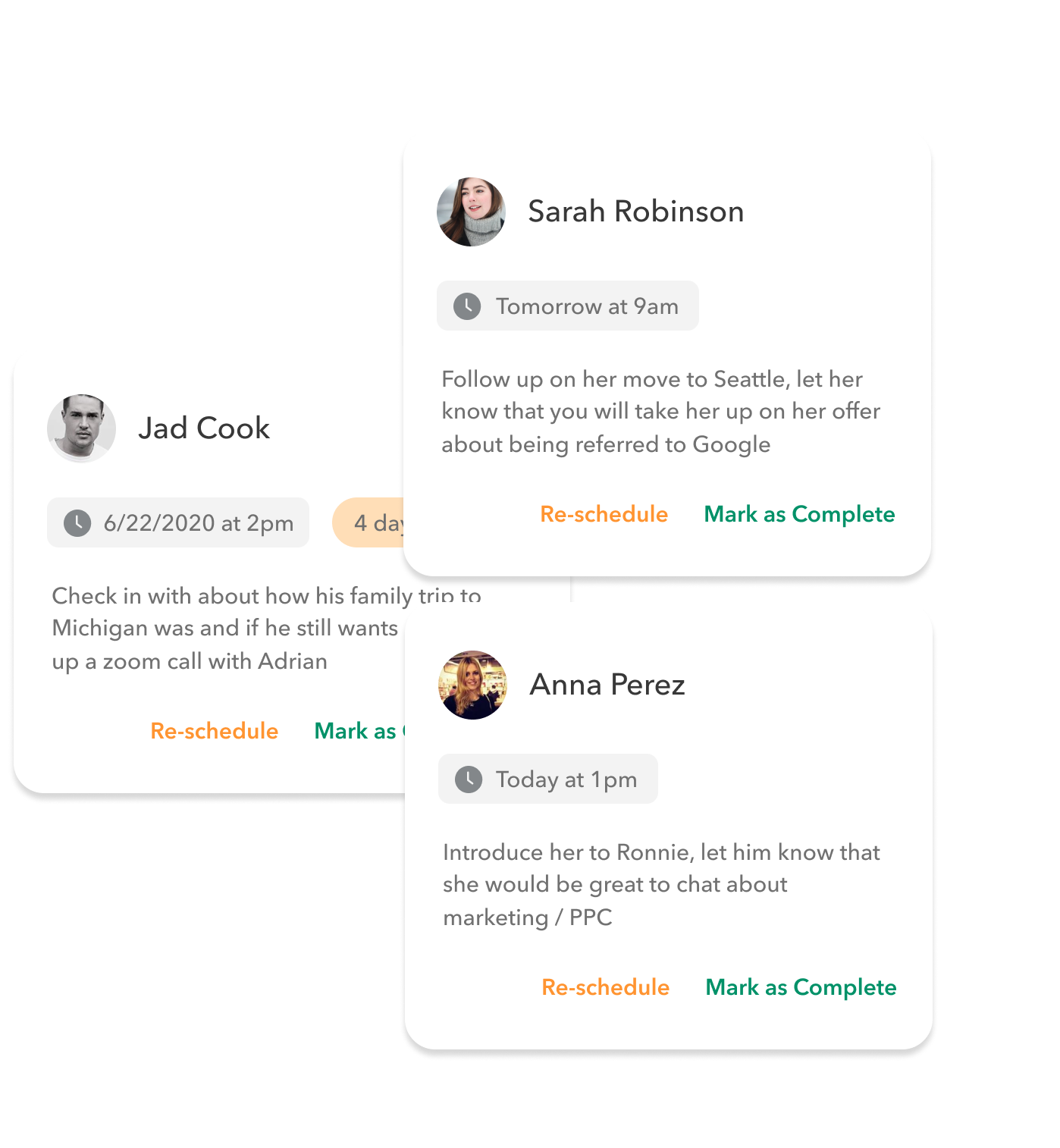 Mogul follow-up reminders interface