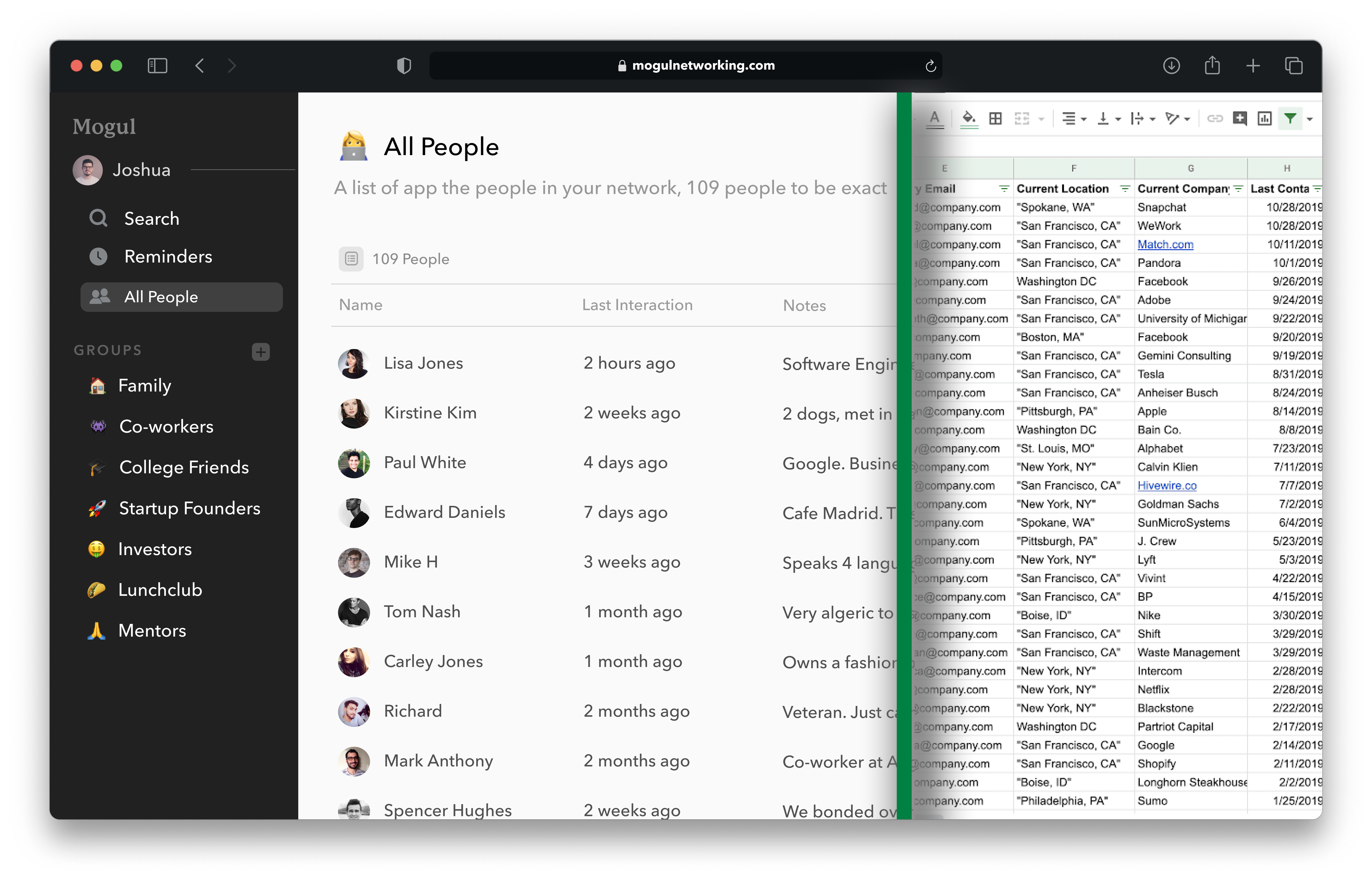 Mogul replaces networking spreadsheets with a purpose-built personal CRM