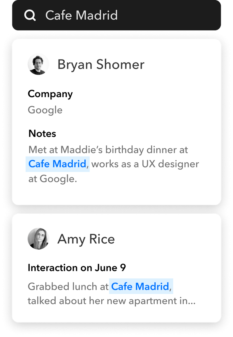 Mogul instant contact search
