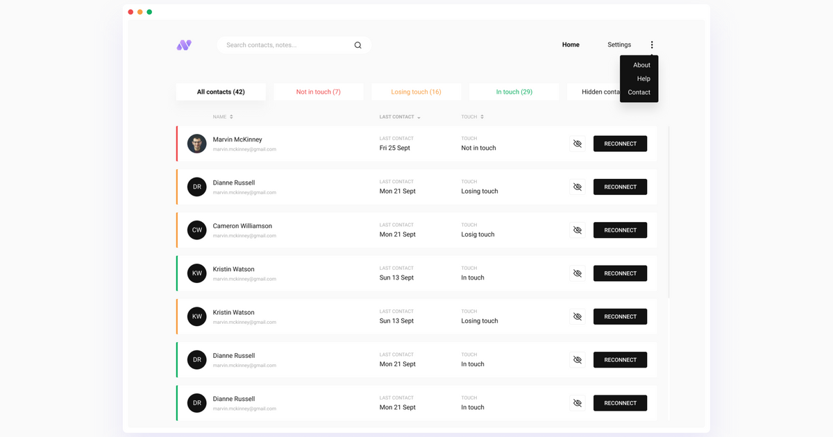 Nat.app Personal CRM Screenshot
