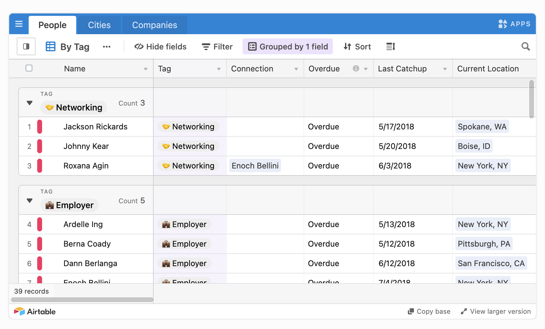 Airtable Personal CRM Screenshot