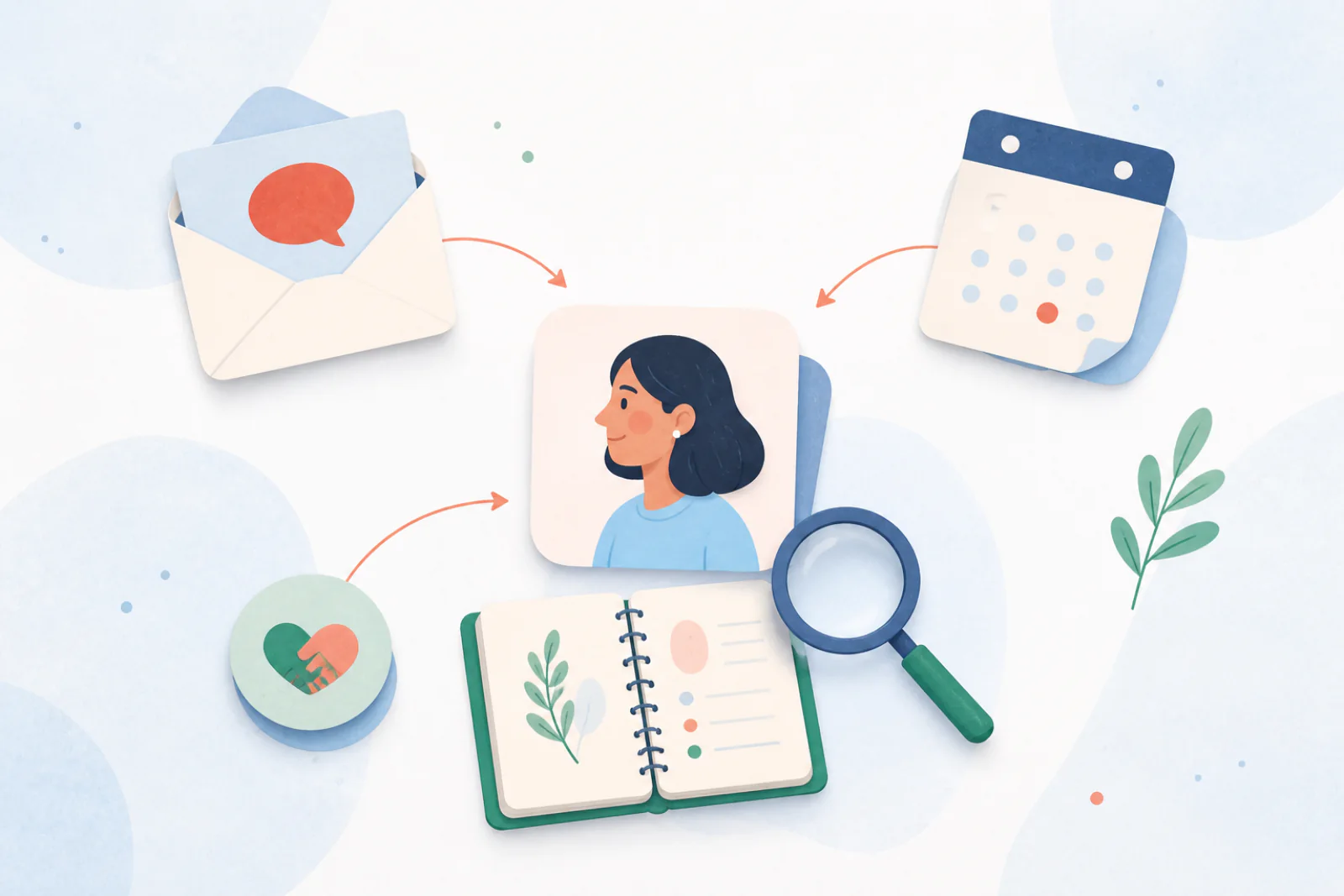 Messages, calendar moments, and a follow-up gathered into one searchable relationship record